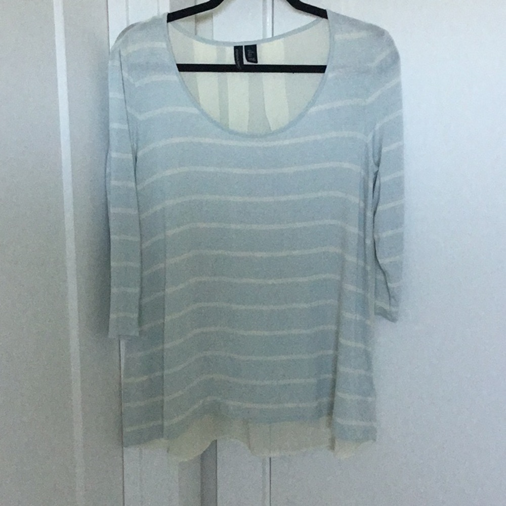 Cynthia Rowley Cream and Gray Striped Top